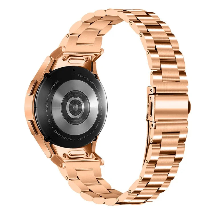For Samsung Galaxy Watch6 40mm / 44mm / Watch6 Classic 43mm / 47mm Seamless Metal Watch Band Replacement Watch Strap, Rose Gold