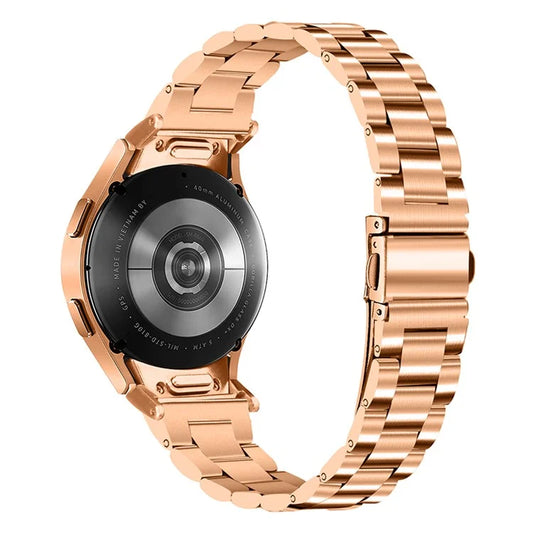 For Samsung Galaxy Watch6 40mm / 44mm / Watch6 Classic 43mm / 47mm Seamless Metal Watch Band Replacement Watch Strap, Rose Gold