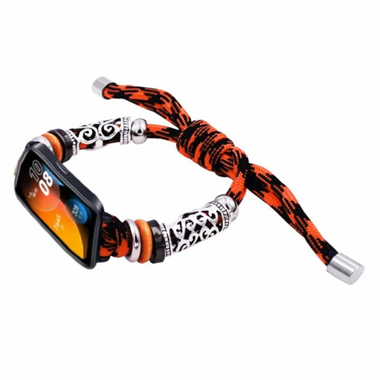 For Huawei Band 8 Watch Band Beads Decor Braided Rope Adjustable Wrist Strap