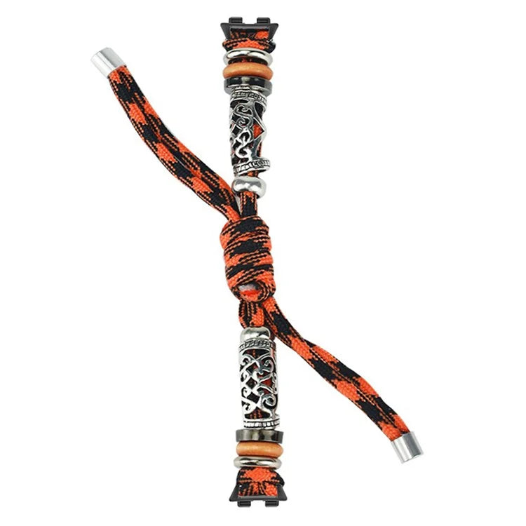 For Huawei Band 8 Watch Band Beads Decor Braided Rope Adjustable Wrist Strap