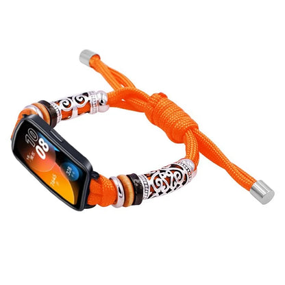 For Huawei Band 8 Watch Band Beads Decor Braided Rope Adjustable Wrist Strap