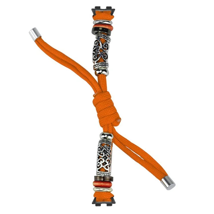 For Huawei Band 8 Watch Band Beads Decor Braided Rope Adjustable Wrist Strap