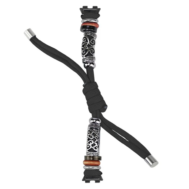 For Huawei Band 8 Watch Band Beads Decor Braided Rope Adjustable Wrist Strap