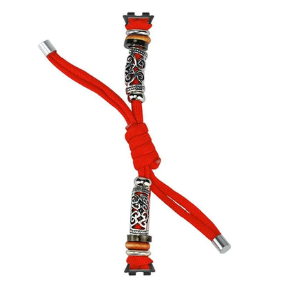 For Huawei Band 8 Watch Band Beads Decor Braided Rope Adjustable Wrist Strap