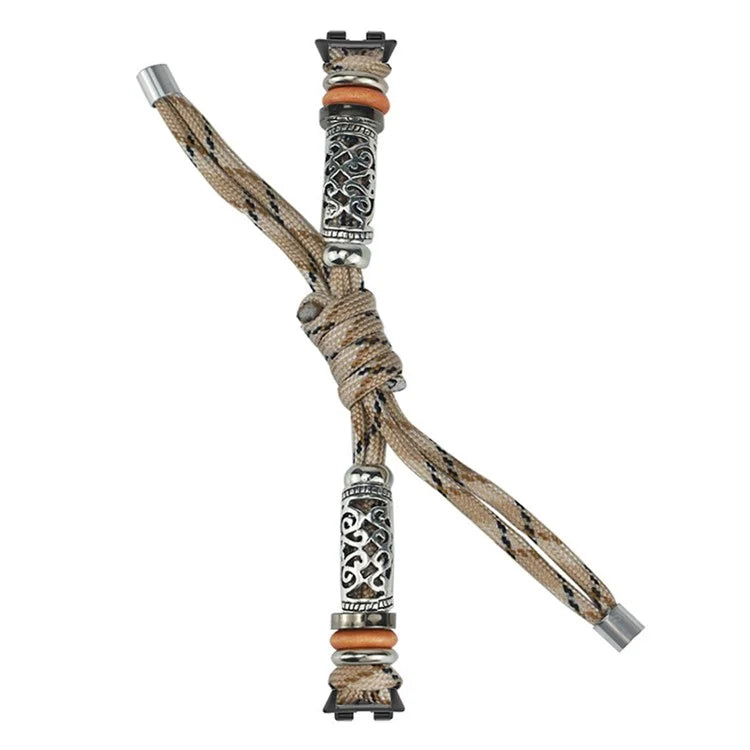 For Huawei Band 8 Watch Band Beads Decor Braided Rope Adjustable Wrist Strap