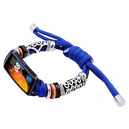 For Huawei Band 8 Watch Band Beads Decor Braided Rope Adjustable Wrist Strap