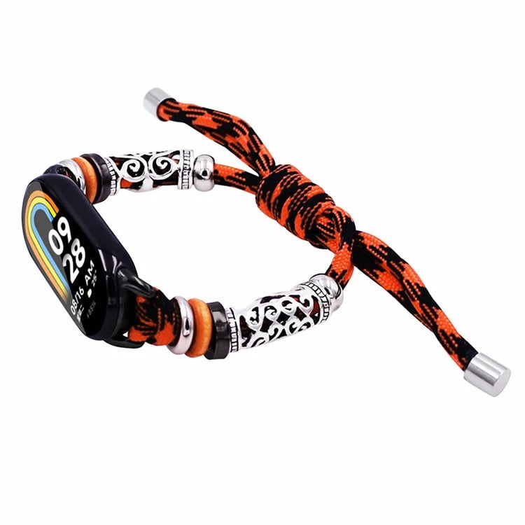 For Xiaomi Smart Band 8 Beads Braided Watch Strap Adjustable Wrist Band Bracelet