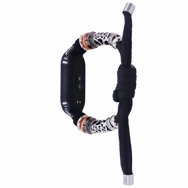 For Xiaomi Smart Band 8 Beads Braided Watch Strap Adjustable Wrist Band Bracelet