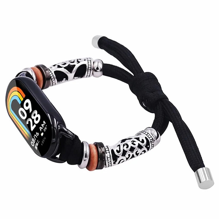 For Xiaomi Smart Band 8 Beads Braided Watch Strap Adjustable Wrist Band Bracelet