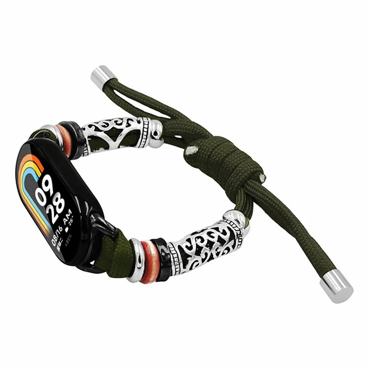 For Xiaomi Smart Band 8 Beads Braided Watch Strap Adjustable Wrist Band Bracelet