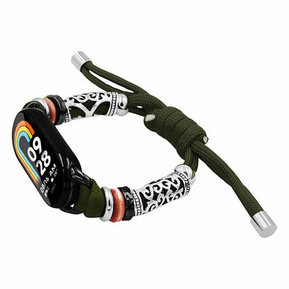 For Xiaomi Smart Band 8 Beads Braided Watch Strap Adjustable Wrist Band Bracelet