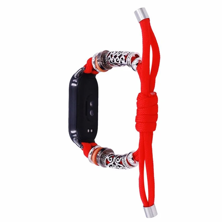 For Xiaomi Smart Band 8 Beads Braided Watch Strap Adjustable Wrist Band Bracelet