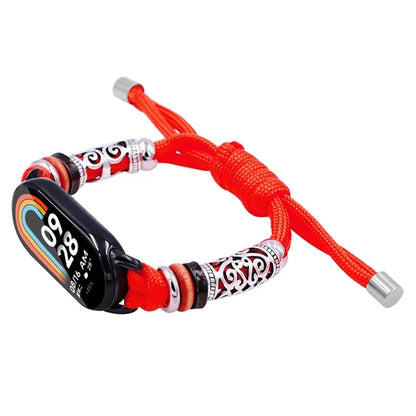 For Xiaomi Smart Band 8 Beads Braided Watch Strap Adjustable Wrist Band Bracelet