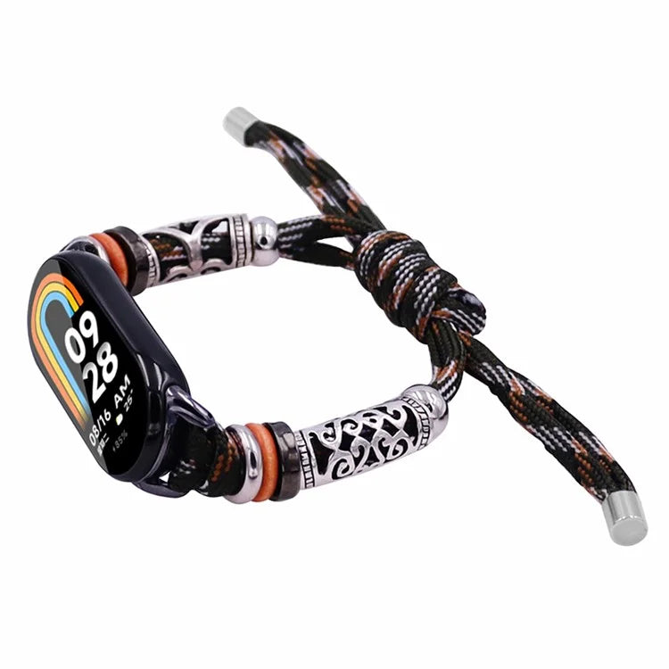 For Xiaomi Smart Band 8 Beads Braided Watch Strap Adjustable Wrist Band Bracelet