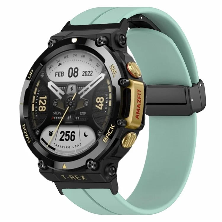For Huami Amazfit T-Rex 2 Silicone Watch Band Magnetic Folding Buckle Wrist Strap
