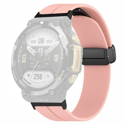 For Huami Amazfit T-Rex 2 Silicone Watch Band Magnetic Folding Buckle Wrist Strap