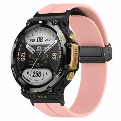 For Huami Amazfit T-Rex 2 Silicone Watch Band Magnetic Folding Buckle Wrist Strap
