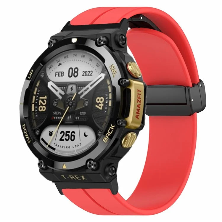 For Huami Amazfit T-Rex 2 Silicone Watch Band Magnetic Folding Buckle Wrist Strap