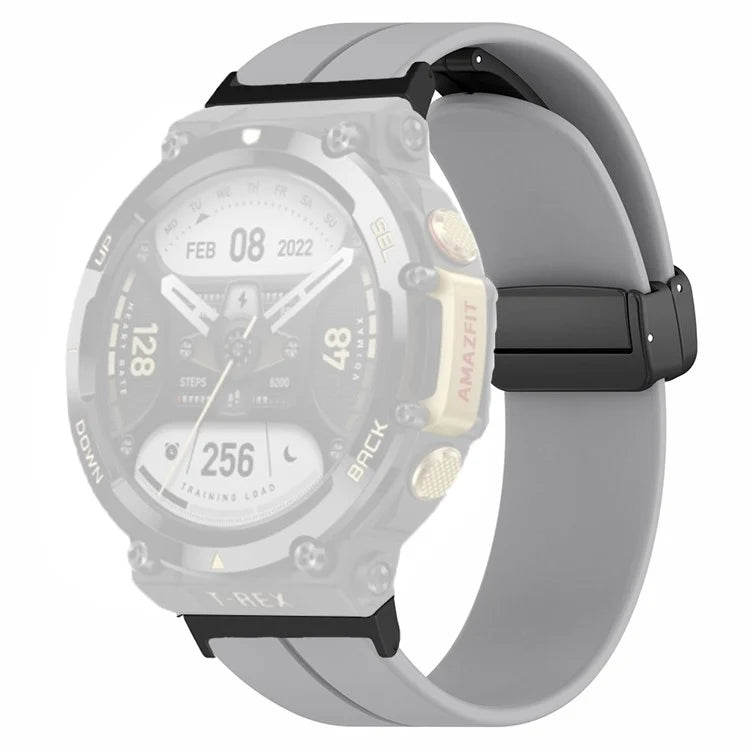 For Huami Amazfit T-Rex 2 Silicone Watch Band Magnetic Folding Buckle Wrist Strap