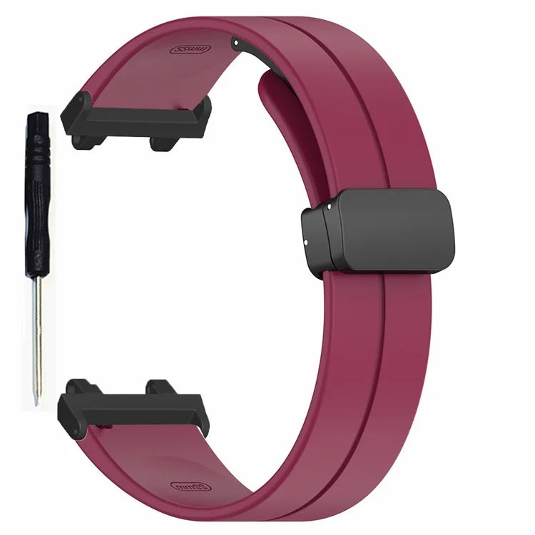 For Huami Amazfit T-Rex 2 Silicone Watch Band Magnetic Folding Buckle Wrist Strap