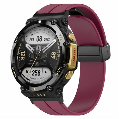 For Huami Amazfit T-Rex 2 Silicone Watch Band Magnetic Folding Buckle Wrist Strap