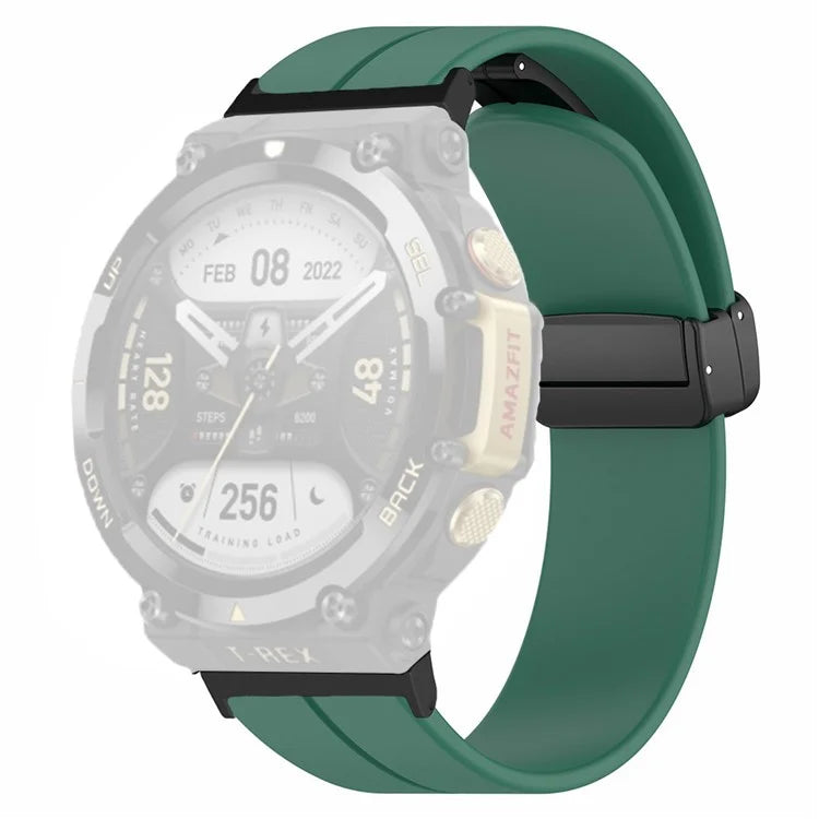 For Huami Amazfit T-Rex 2 Silicone Watch Band Magnetic Folding Buckle Wrist Strap