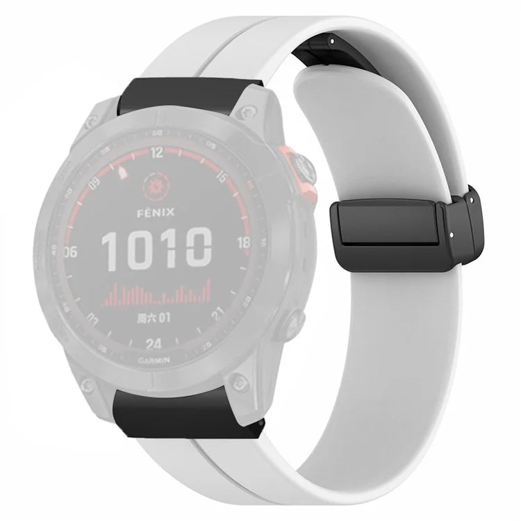 For Garmin Fenix 7X / 6X / 5X Watch Strap Magnetic Buckle Silicone Band with 26mm PC Connector