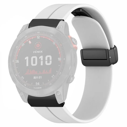 For Garmin Fenix 7X / 6X / 5X Watch Strap Magnetic Buckle Silicone Band with 26mm PC Connector