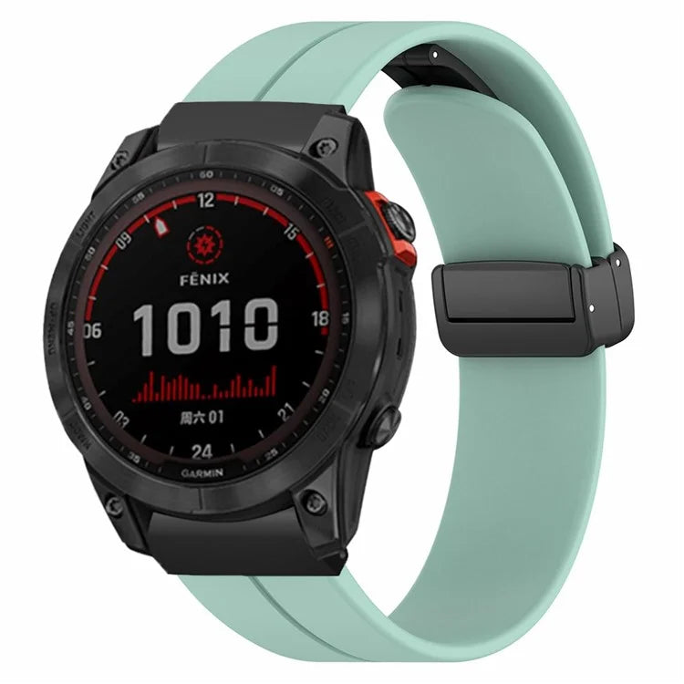 For Garmin Fenix 7X / 6X / 5X Watch Strap Magnetic Buckle Silicone Band with 26mm PC Connector