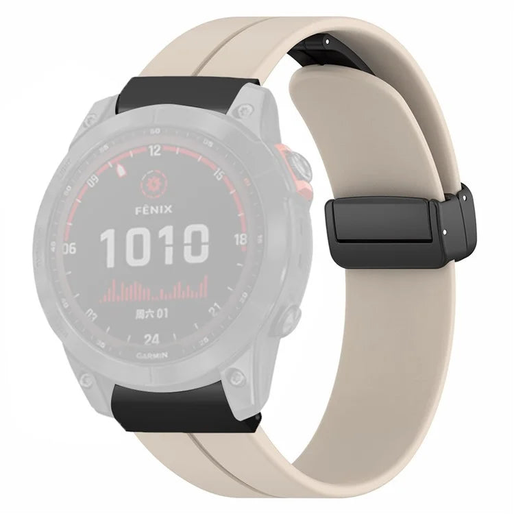 For Garmin Fenix 7X / 6X / 5X Watch Strap Magnetic Buckle Silicone Band with 26mm PC Connector