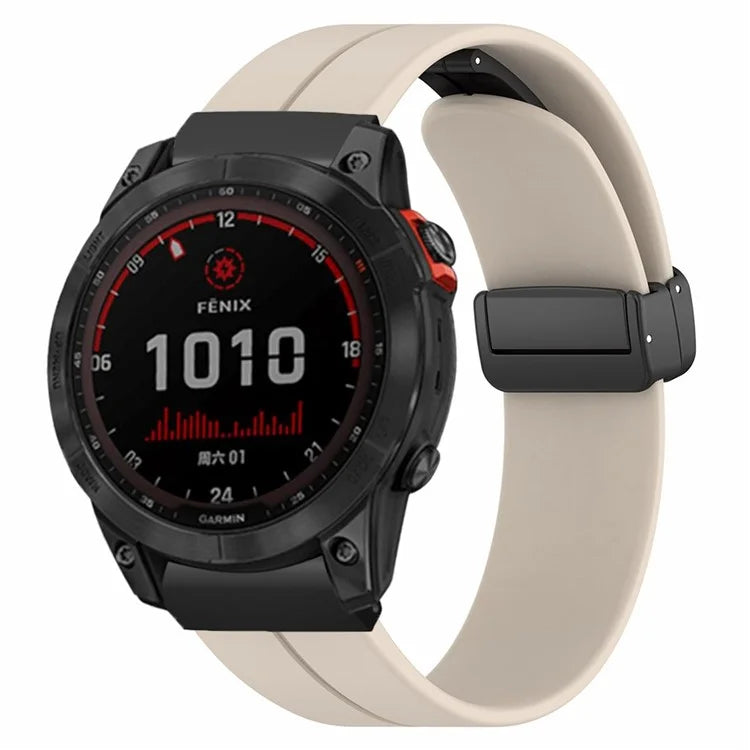 For Garmin Fenix 7X / 6X / 5X Watch Strap Magnetic Buckle Silicone Band with 26mm PC Connector
