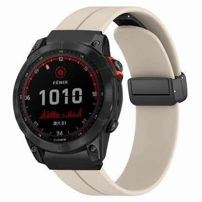 For Garmin Fenix 7X / 6X / 5X Watch Strap Magnetic Buckle Silicone Band with 26mm PC Connector
