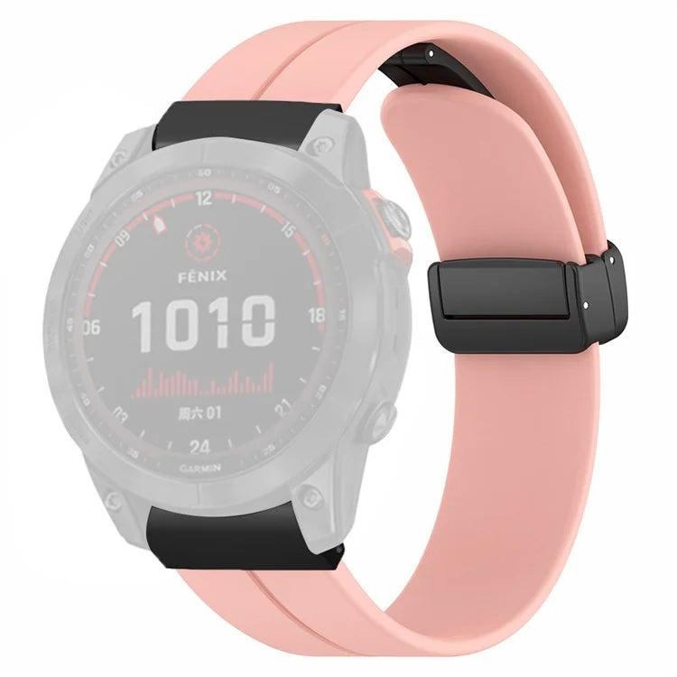 For Garmin Fenix 7X / 6X / 5X Watch Strap Magnetic Buckle Silicone Band with 26mm PC Connector