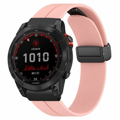 For Garmin Fenix 7X / 6X / 5X Watch Strap Magnetic Buckle Silicone Band with 26mm PC Connector