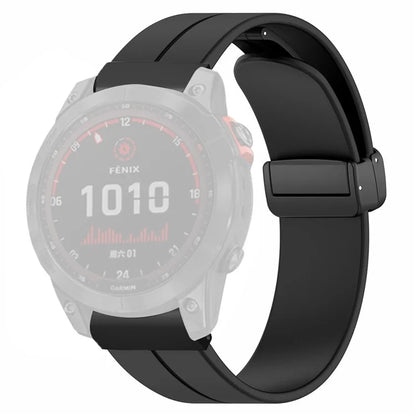 For Garmin Fenix 7X / 6X / 5X Watch Strap Magnetic Buckle Silicone Band with 26mm PC Connector