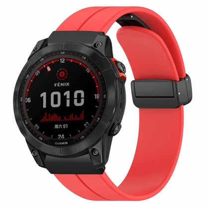For Garmin Fenix 7X / 6X / 5X Watch Strap Magnetic Buckle Silicone Band with 26mm PC Connector