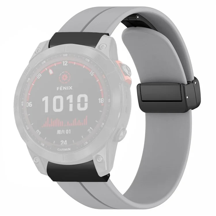For Garmin Fenix 7X / 6X / 5X Watch Strap Magnetic Buckle Silicone Band with 26mm PC Connector