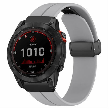 For Garmin Fenix 7X / 6X / 5X Watch Strap Magnetic Buckle Silicone Band with 26mm PC Connector