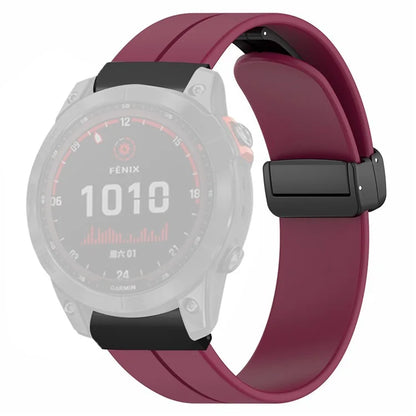 For Garmin Fenix 7X / 6X / 5X Watch Strap Magnetic Buckle Silicone Band with 26mm PC Connector
