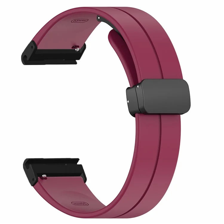 For Garmin Fenix 7X / 6X / 5X Watch Strap Magnetic Buckle Silicone Band with 26mm PC Connector