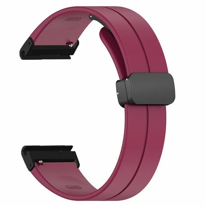 For Garmin Fenix 7X / 6X / 5X Watch Strap Magnetic Buckle Silicone Band with 26mm PC Connector