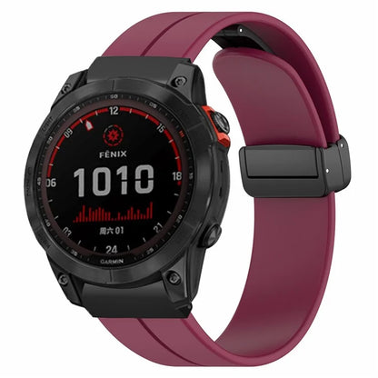 For Garmin Fenix 7X / 6X / 5X Watch Strap Magnetic Buckle Silicone Band with 26mm PC Connector