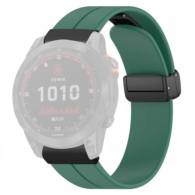 For Garmin Fenix 7X / 6X / 5X Watch Strap Magnetic Buckle Silicone Band with 26mm PC Connector