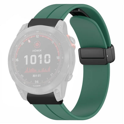 For Garmin Fenix 7X / 6X / 5X Watch Strap Magnetic Buckle Silicone Band with 26mm PC Connector