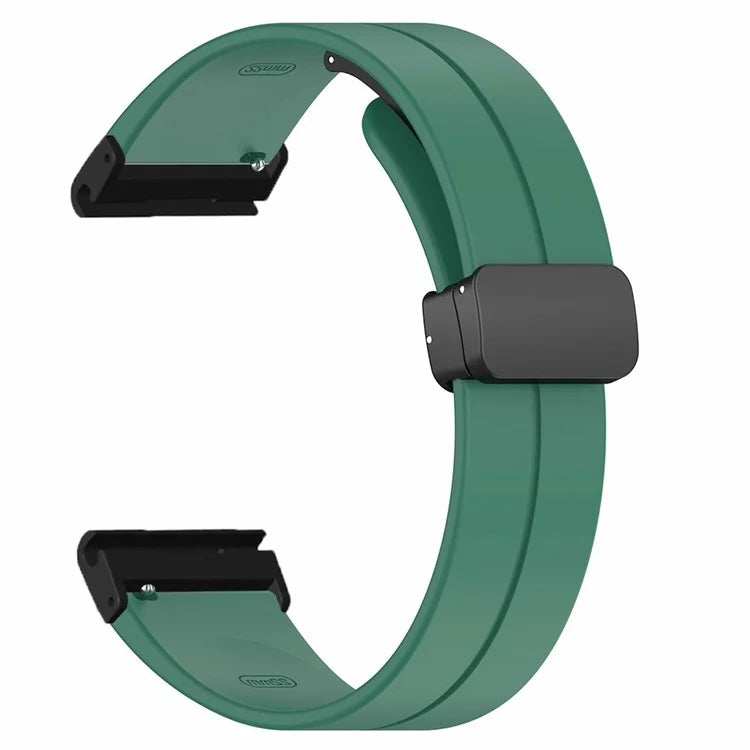 For Garmin Fenix 7X / 6X / 5X Watch Strap Magnetic Buckle Silicone Band with 26mm PC Connector