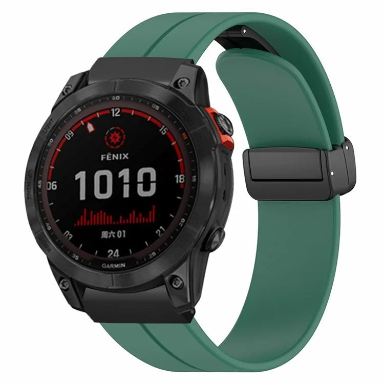 For Garmin Fenix 7X / 6X / 5X Watch Strap Magnetic Buckle Silicone Band with 26mm PC Connector
