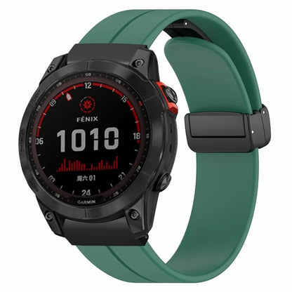 For Garmin Fenix 7X / 6X / 5X Watch Strap Magnetic Buckle Silicone Band with 26mm PC Connector