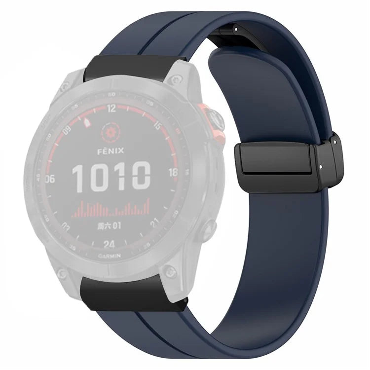 For Garmin Fenix 7X / 6X / 5X Watch Strap Magnetic Buckle Silicone Band with 26mm PC Connector