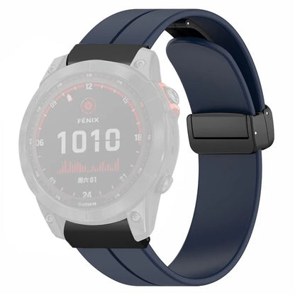 For Garmin Fenix 7X / 6X / 5X Watch Strap Magnetic Buckle Silicone Band with 26mm PC Connector