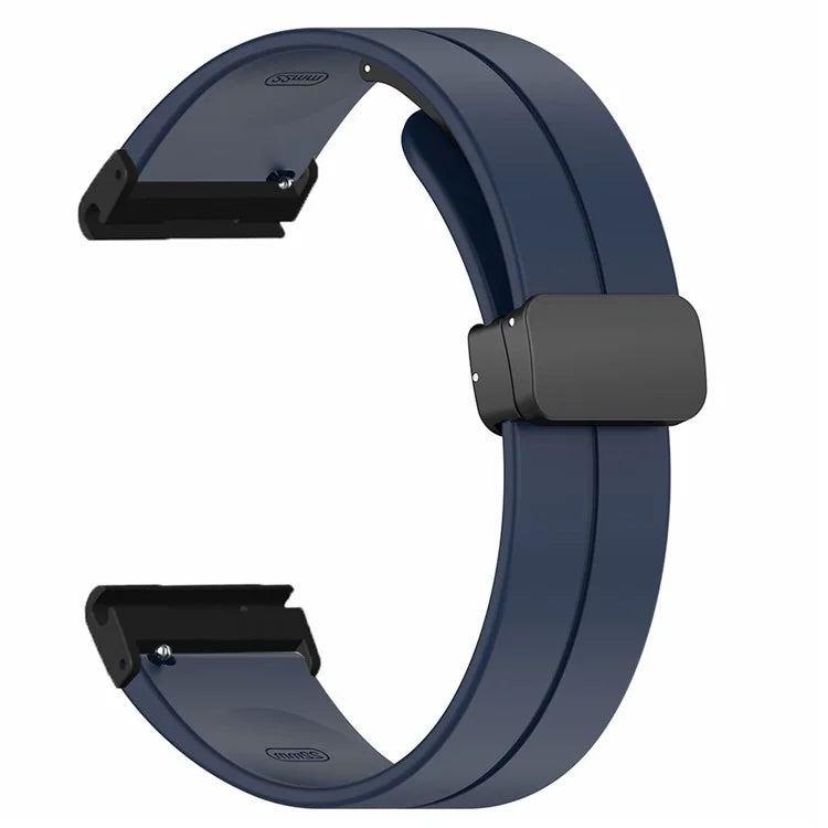 For Garmin Fenix 7X / 6X / 5X Watch Strap Magnetic Buckle Silicone Band with 26mm PC Connector